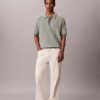 Smooth Cotton Waffle Sweater Polo Shirt