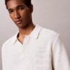 Smooth Cotton Waffle Sweater Polo Shirt