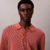 Smooth Cotton Waffle Sweater Polo Shirt Smooth Cotton Waffle Sweater Polo Shirt