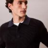 Smooth Cotton Waffle Sweater Polo Shirt