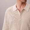 Smooth Cotton Waffle Sweater Polo Shirt