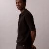 Smooth Cotton Waffle Sweater Polo Shirt