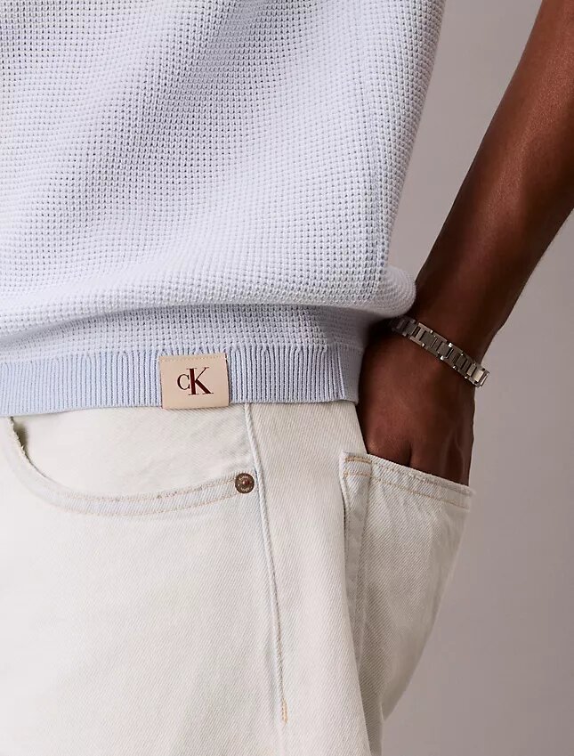 Smooth Cotton Waffle Sweater Polo Shirt Smooth Cotton Waffle Sweater Polo Shirt