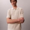Smooth Cotton Waffle Sweater Polo Shirt