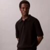 Smooth Cotton Waffle Sweater Polo Shirt