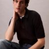 Smooth Cotton Waffle Sweater Polo Shirt