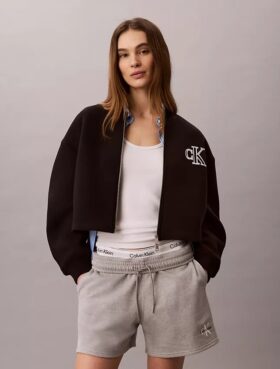 Smooth Cropped Relaxed Bomber Jacket Smooth Cropped Relaxed Bomber Jacket