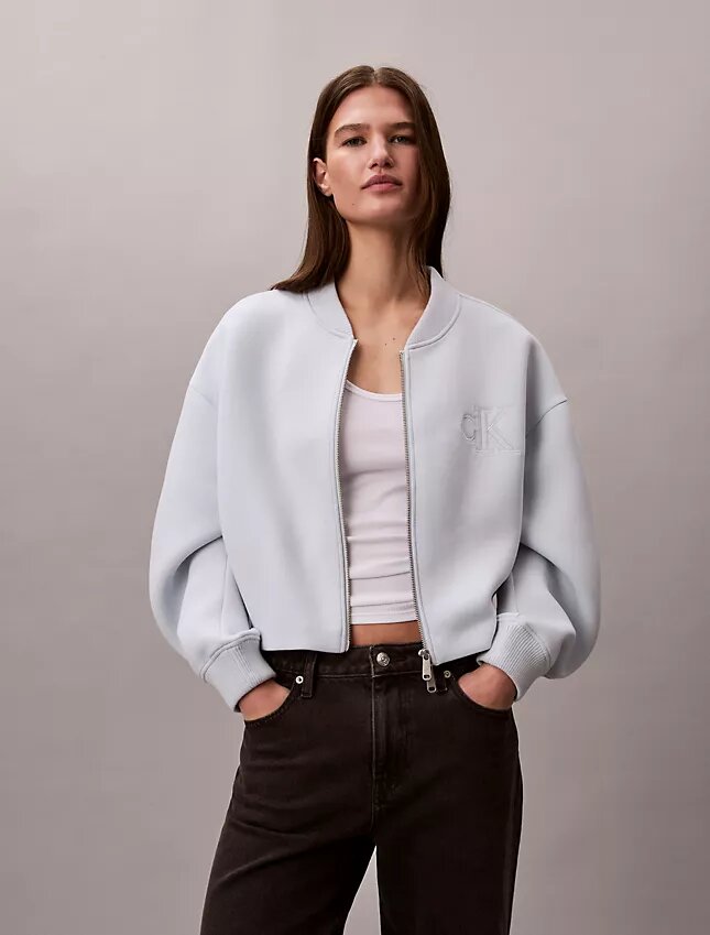 Smooth Cropped Relaxed Bomber Jacket Smooth Cropped Relaxed Bomber Jacket