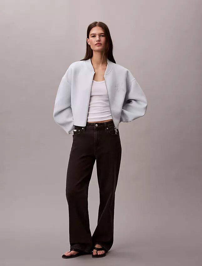 Smooth Cropped Relaxed Bomber Jacket Smooth Cropped Relaxed Bomber Jacket