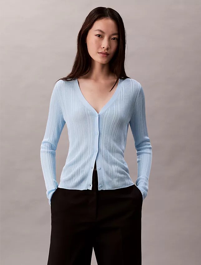 Smooth Variegated Rib Sweater Cardigan Smooth Variegated Rib Sweater Cardigan