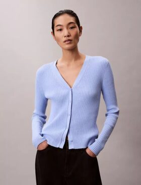 Smooth Variegated Rib Sweater Cardigan