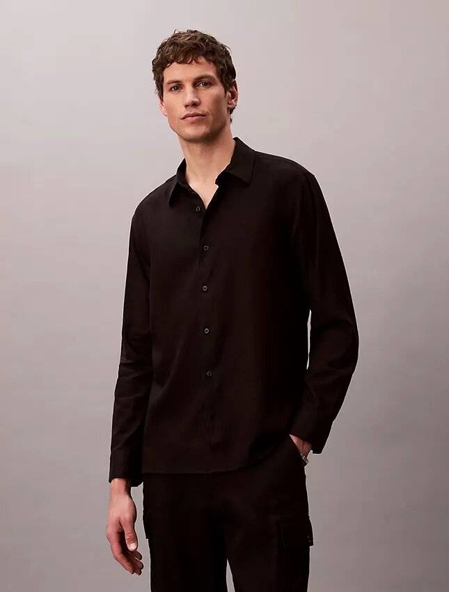 Solid Linen Blend Classic Shirt Solid Linen Blend Classic Shirt