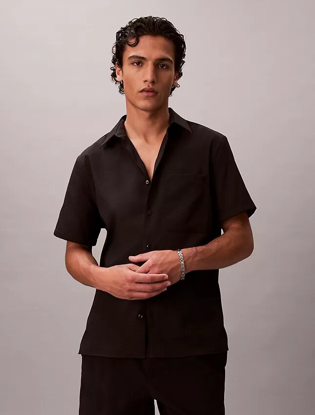 Solid Seersucker Classic Button-Down Shirt Solid Seersucker Classic Button-Down Shirt