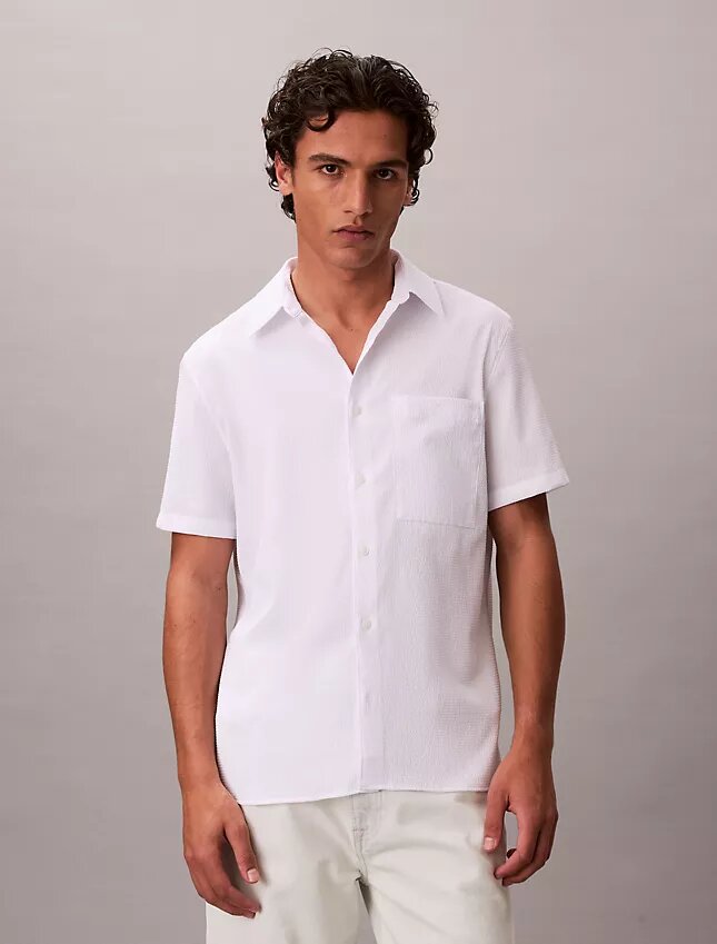 Solid Seersucker Classic Button-Down Shirt Solid Seersucker Classic Button-Down Shirt