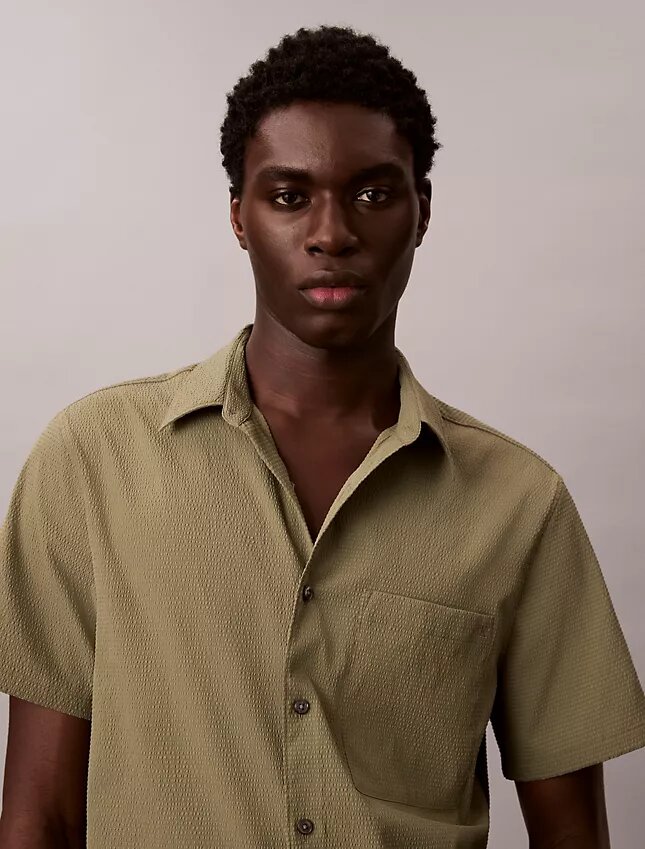 Solid Seersucker Classic Button-Down Shirt Solid Seersucker Classic Button-Down Shirt