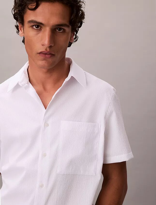 Solid Seersucker Classic Button-Down Shirt Solid Seersucker Classic Button-Down Shirt