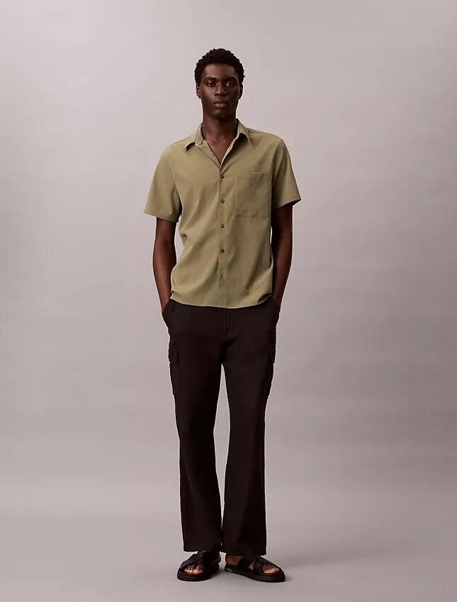 Solid Seersucker Classic Button-Down Shirt Solid Seersucker Classic Button-Down Shirt