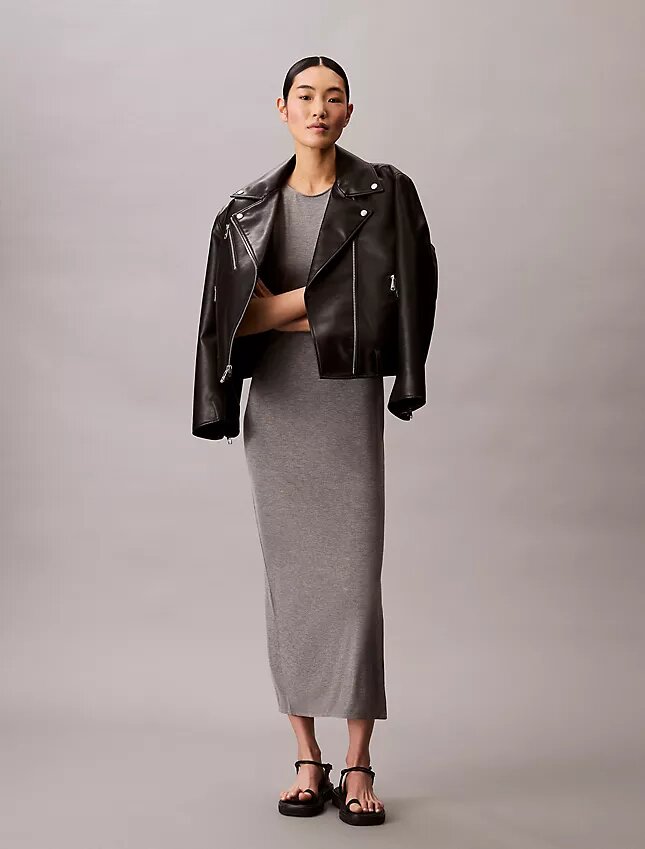 Solid Stretch Slim Midi Dress Solid Stretch Slim Midi Dress