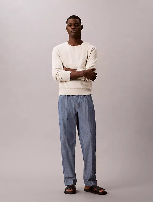 Straight Chambray Pull-On Pants Straight Chambray Pull-On Pants