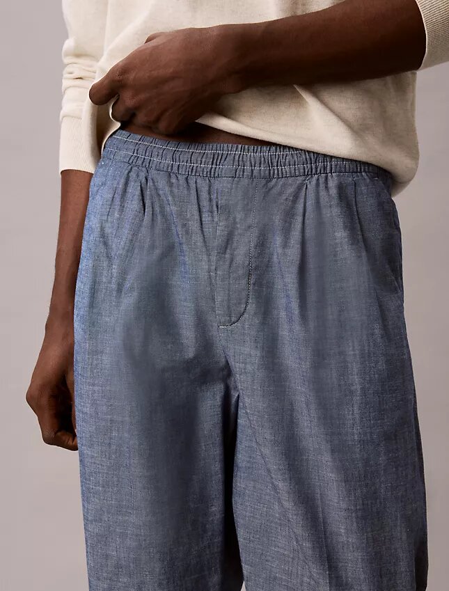 Straight Chambray Pull-On Pants Straight Chambray Pull-On Pants
