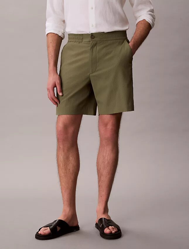 Straight Seersucker Elastic 7″ Shorts Straight Seersucker Elastic 7″ Shorts
