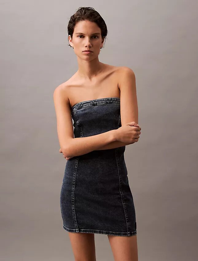 Strapless Denim Mini Dress Strapless Denim Mini Dress