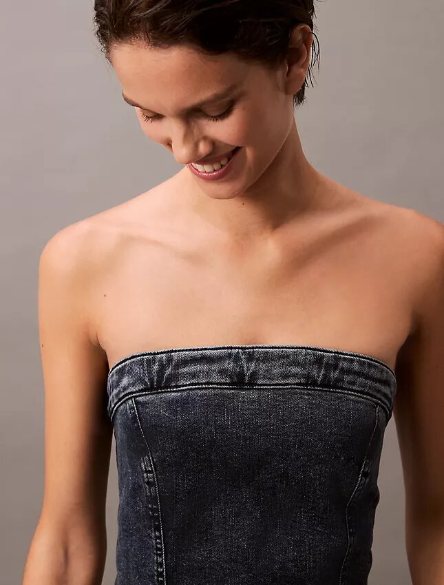 Strapless Denim Mini Dress Strapless Denim Mini Dress