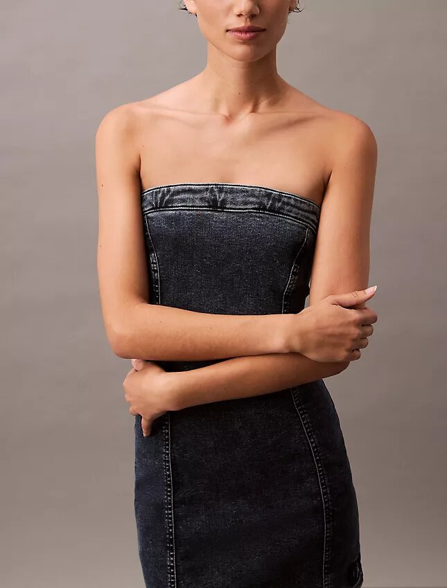 Strapless Denim Mini Dress Strapless Denim Mini Dress