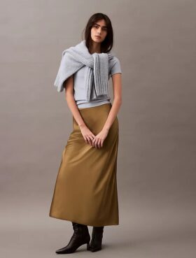 Stretch Satin Midi Skirt Stretch Satin Midi Skirt