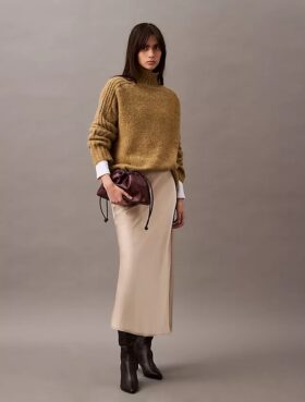 Stretch Satin Midi Skirt Stretch Satin Midi Skirt