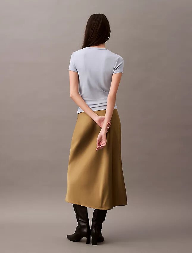 Stretch Satin Midi Skirt Stretch Satin Midi Skirt