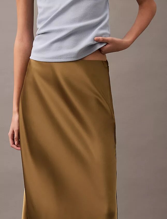 Stretch Satin Midi Skirt Stretch Satin Midi Skirt