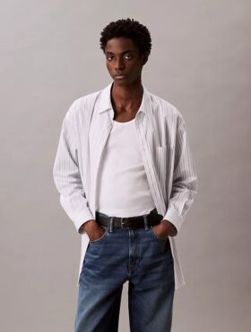 Stripe Cotton Poplin Button-Down Shirt