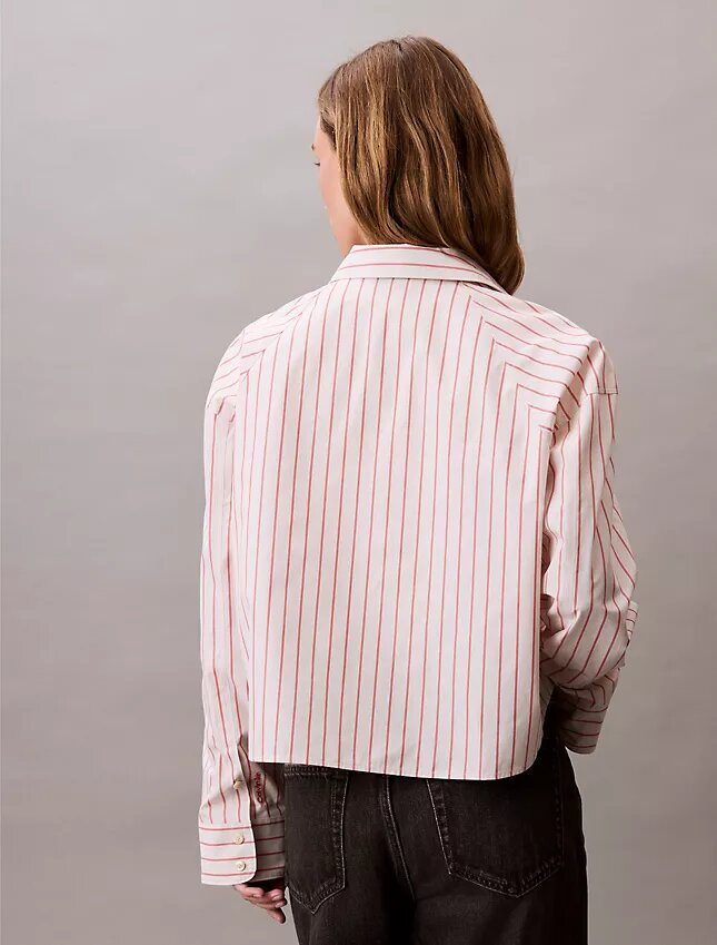 Stripe Cropped Boxy Button-Down Shirt Stripe Cropped Boxy Button-Down Shirt