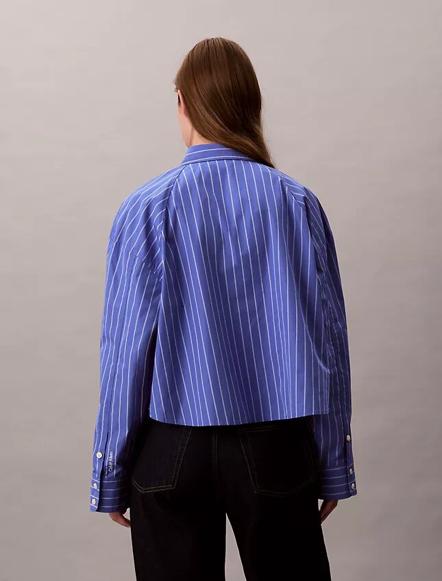 Stripe Cropped Boxy Button-Down Shirt Stripe Cropped Boxy Button-Down Shirt