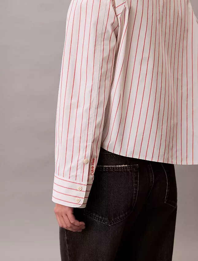 Stripe Cropped Boxy Button-Down Shirt Stripe Cropped Boxy Button-Down Shirt