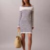 Stripe Long Sleeve Rib Mini Dress