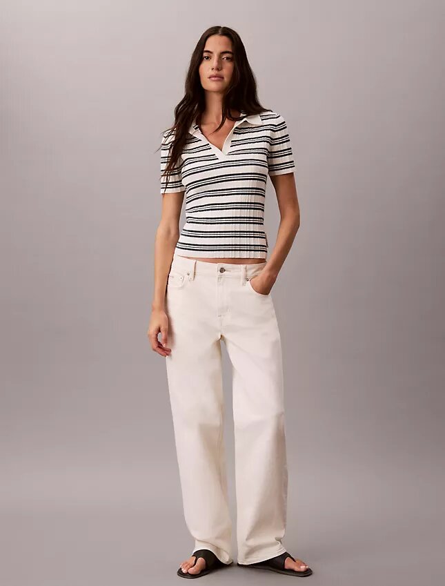Stripe Rib Slim Polo Shirt Stripe Rib Slim Polo Shirt