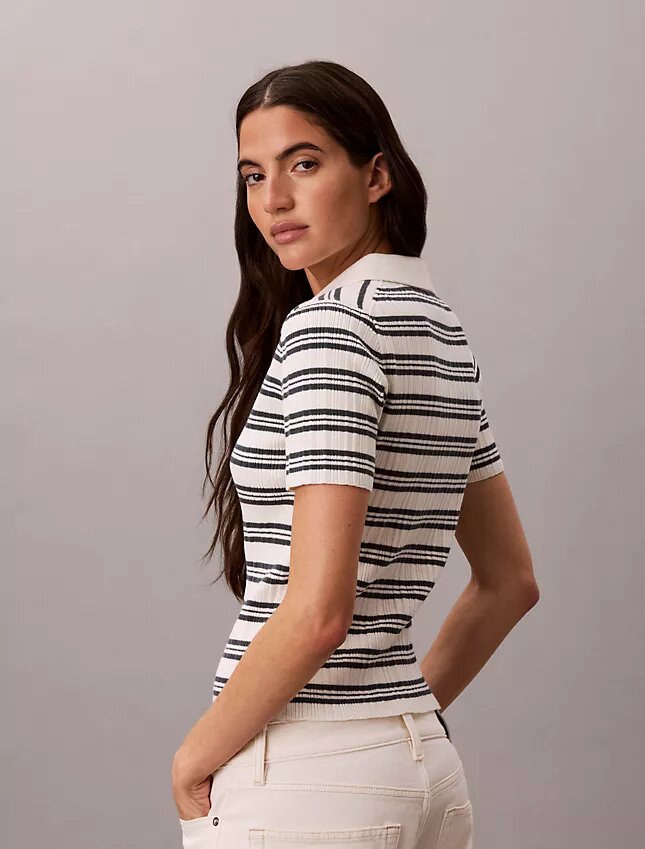 Stripe Rib Slim Polo Shirt Stripe Rib Slim Polo Shirt