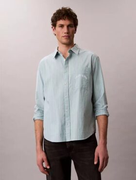 Stripe Slim Relaxed Button-Down Shirt
