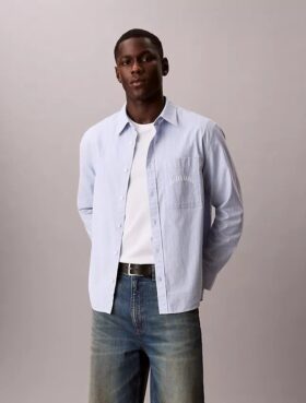Stripe Slim Relaxed Button-Down Shirt