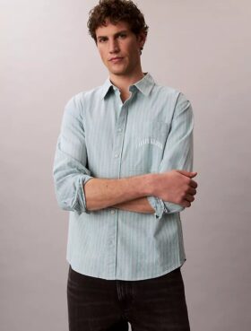 Stripe Slim Relaxed Button-Down Shirt
