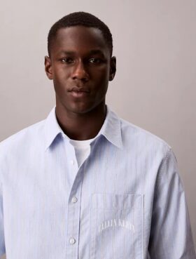 Stripe Slim Relaxed Button-Down Shirt