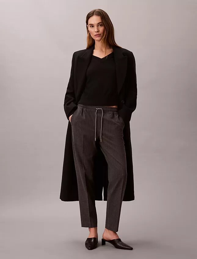 Stripe Tapered Drawstring Ankle Pants Stripe Tapered Drawstring Ankle Pants