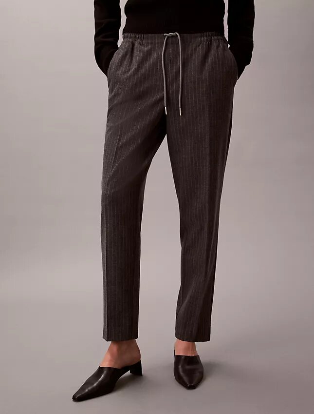 Stripe Tapered Drawstring Ankle Pants Stripe Tapered Drawstring Ankle Pants