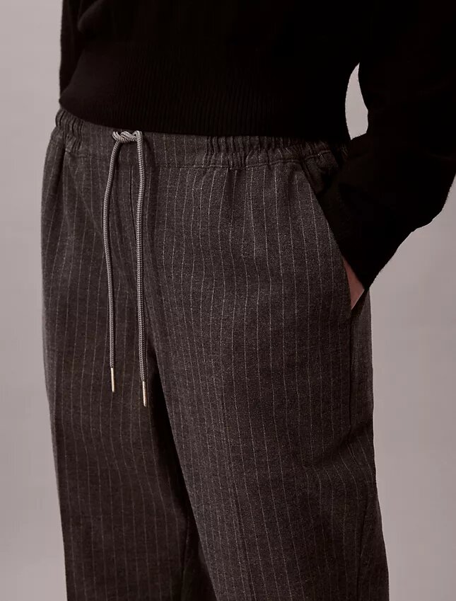 Stripe Tapered Drawstring Ankle Pants Stripe Tapered Drawstring Ankle Pants