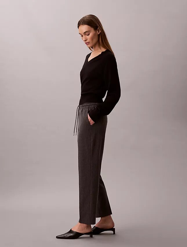 Stripe Tapered Drawstring Ankle Pants Stripe Tapered Drawstring Ankle Pants