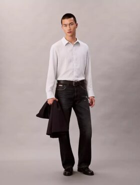 Stripe Viscose Blend Relaxed Button-Down Shirt