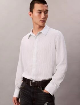 Stripe Viscose Blend Relaxed Button-Down Shirt