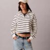 Striped Monogram Terry Cropped Top Striped Monogram Terry Cropped Top